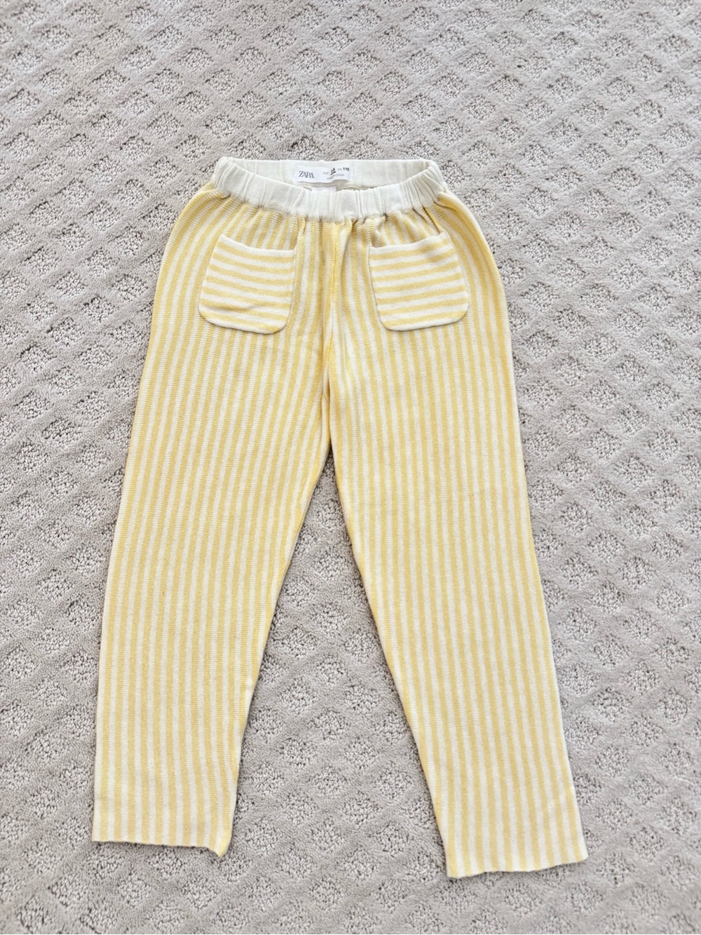 Zara Kids Yellow and White Striped Pants. 4T-5.